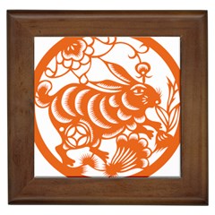 Chinese Zodiac Horoscope Rabbit Star Orange Framed Tiles by Mariart