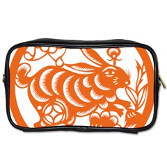 Chinese Zodiac Horoscope Rabbit Star Orange Toiletries Bags 2-side
