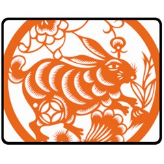 Chinese Zodiac Horoscope Rabbit Star Orange Fleece Blanket (medium)  by Mariart