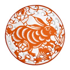 Chinese Zodiac Horoscope Rabbit Star Orange Ornament (round Filigree)