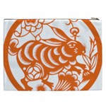 Chinese Zodiac Horoscope Rabbit Star Orange Cosmetic Bag (XXL)  Back