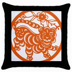Chinese Zodiac Signs Tiger Star Orangehoroscope Throw Pillow Case (black)