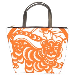 Chinese Zodiac Signs Tiger Star Orangehoroscope Bucket Bags by Mariart