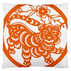 Chinese Zodiac Signs Tiger Star Orangehoroscope Large Cushion Case (two Sides) by Mariart