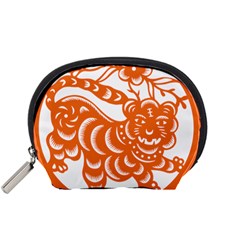 Chinese Zodiac Signs Tiger Star Orangehoroscope Accessory Pouches (small)  by Mariart