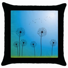 Flower Back Blue Green Sun Fly Throw Pillow Case (black) by Mariart