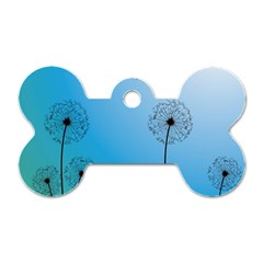 Flower Back Blue Green Sun Fly Dog Tag Bone (one Side)