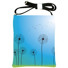 Flower Back Blue Green Sun Fly Shoulder Sling Bags by Mariart