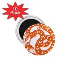 Chinese Zodiac Horoscope Snake Star Orange 1 75  Magnets (10 Pack)  by Mariart