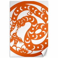 Chinese Zodiac Horoscope Snake Star Orange Canvas 12  X 18  