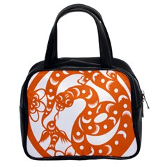 Chinese Zodiac Horoscope Snake Star Orange Classic Handbags (2 Sides)