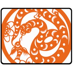 Chinese Zodiac Horoscope Snake Star Orange Fleece Blanket (medium)  by Mariart