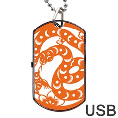 Chinese Zodiac Horoscope Snake Star Orange Dog Tag Usb Flash (two Sides)