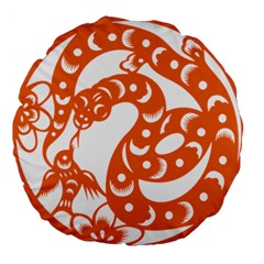 Chinese Zodiac Horoscope Snake Star Orange Large 18  Premium Round Cushions