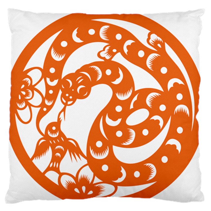 Chinese Zodiac Horoscope Snake Star Orange Large Flano Cushion Case (One Side)