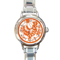 Chinese Zodiac Horoscope Zhen Icon Star Orangechicken Round Italian Charm Watch