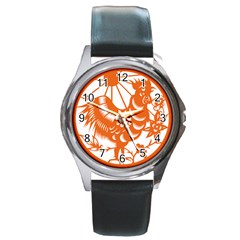 Chinese Zodiac Horoscope Zhen Icon Star Orangechicken Round Metal Watch