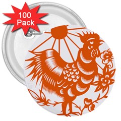 Chinese Zodiac Horoscope Zhen Icon Star Orangechicken 3  Buttons (100 Pack)  by Mariart