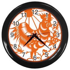 Chinese Zodiac Horoscope Zhen Icon Star Orangechicken Wall Clocks (black) by Mariart