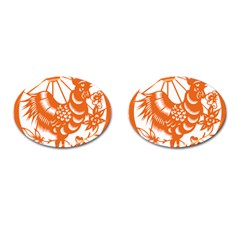 Chinese Zodiac Horoscope Zhen Icon Star Orangechicken Cufflinks (Oval)