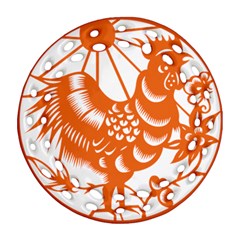 Chinese Zodiac Horoscope Zhen Icon Star Orangechicken Round Filigree Ornament (Two Sides)