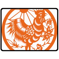 Chinese Zodiac Horoscope Zhen Icon Star Orangechicken Double Sided Fleece Blanket (Large) 
