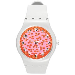 Distance Absence Sea Holes Polka Dot Line Circle Orange Chevron Wave Round Plastic Sport Watch (m) by Mariart