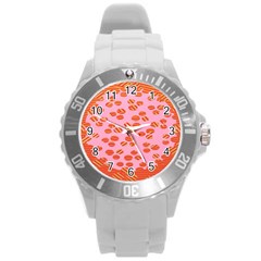 Distance Absence Sea Holes Polka Dot Line Circle Orange Chevron Wave Round Plastic Sport Watch (l) by Mariart