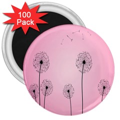 Flower Back Pink Sun Fly 3  Magnets (100 Pack)