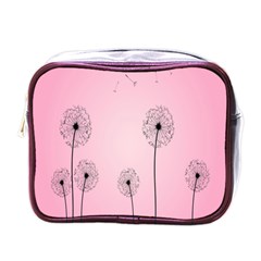 Flower Back Pink Sun Fly Mini Toiletries Bags