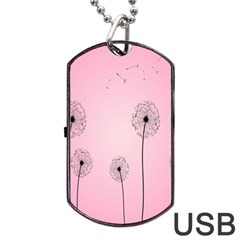 Flower Back Pink Sun Fly Dog Tag Usb Flash (two Sides)