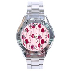 Flower Floral Mpink Frame Stainless Steel Analogue Watch