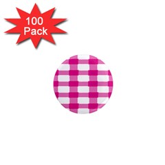 Hot Pink Brush Stroke Plaid Tech White 1  Mini Magnets (100 Pack) 