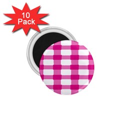 Hot Pink Brush Stroke Plaid Tech White 1 75  Magnets (10 Pack)  by Mariart