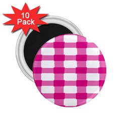 Hot Pink Brush Stroke Plaid Tech White 2 25  Magnets (10 Pack) 