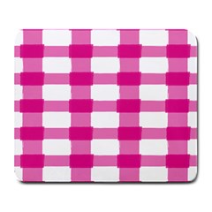 Hot Pink Brush Stroke Plaid Tech White Large Mousepads by Mariart