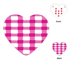 Hot Pink Brush Stroke Plaid Tech White Playing Cards (heart) 