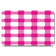 Hot Pink Brush Stroke Plaid Tech White Large Doormat 