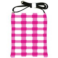 Hot Pink Brush Stroke Plaid Tech White Shoulder Sling Bags