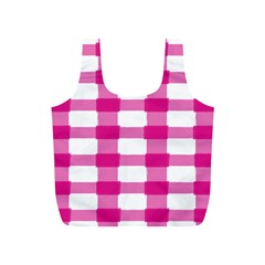 Hot Pink Brush Stroke Plaid Tech White Full Print Recycle Bags (s)  by Mariart