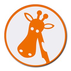 Giraffe Animals Face Orange Round Mousepads by Mariart