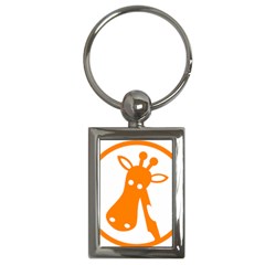 Giraffe Animals Face Orange Key Chains (rectangle)  by Mariart