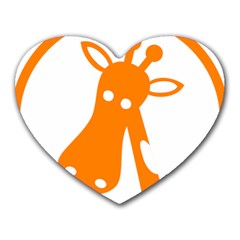 Giraffe Animals Face Orange Heart Mousepads