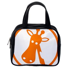 Giraffe Animals Face Orange Classic Handbags (one Side)