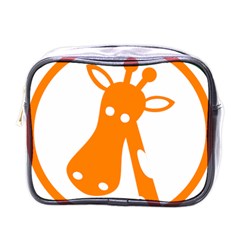 Giraffe Animals Face Orange Mini Toiletries Bags by Mariart