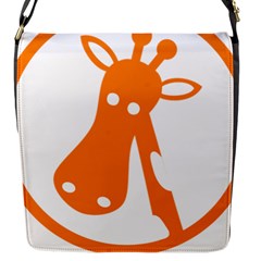 Giraffe Animals Face Orange Flap Messenger Bag (s)