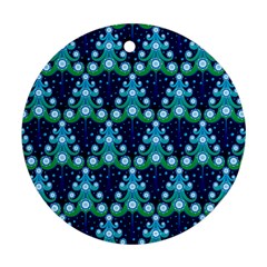 Christmas Tree Snow Green Blue Ornament (round)