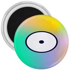 Illustrated Circle Round Polka Rainbow 3  Magnets