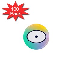 Illustrated Circle Round Polka Rainbow 1  Mini Magnets (100 pack) 