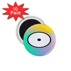 Illustrated Circle Round Polka Rainbow 1.75  Magnets (10 pack) 